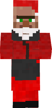 A blacksmith villager given a skin to look like Santa Clause!