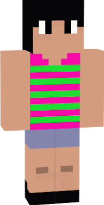 A girl with pink and green tank-top and shorts