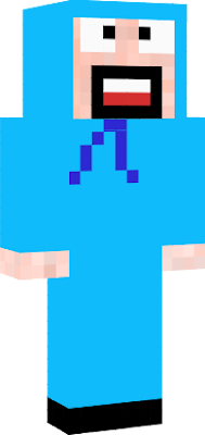 A version of my skin wearing a blue hoodie.