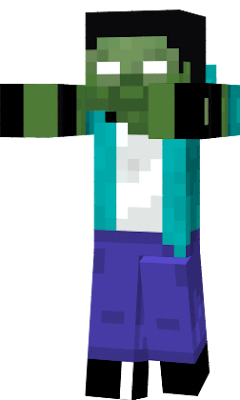 This is what XDjames Herobrine would look like as a Zombie not a version of himself but with red eyes he would be green
