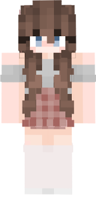 Girl Brown Hair Plaid Skirt V3 By MimiRobott