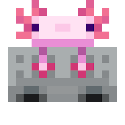 From Minecraft Axolotl is riding on a Minecart