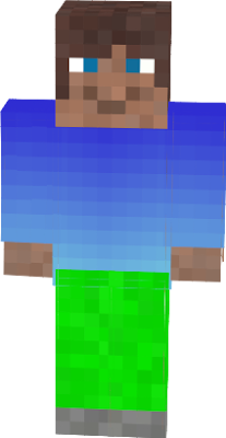 My updated skin, with a nice gradient shirt, the same beautiful green pants, grey shoes, blue eyes, updated hair, a new skin tone and boxers.